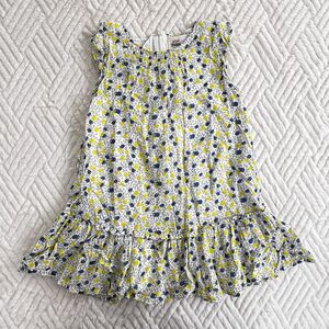 Mini Boden Girls 4-5Y Apple Print Ruffle Hem Dress Lined Cotton Summer